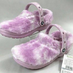 Unisex Crocs Classic Fur Sure Clogs Pink White 207303-6SU NWT